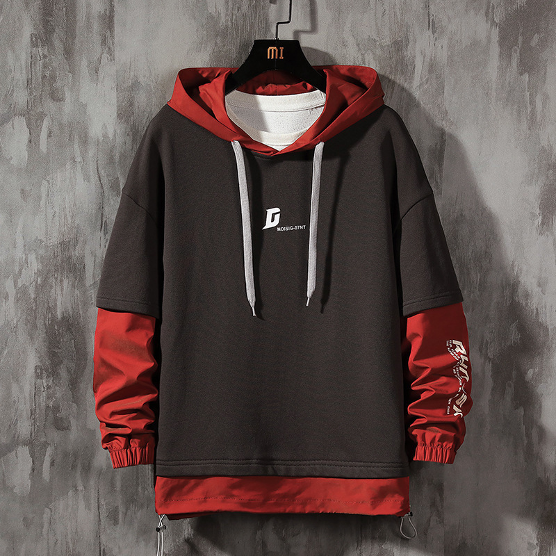 

Mens Jackets Hip Hop Pullover Red Black Hoodie Mens Hoodies Color Autumn Streetwear Hoodie XXXXL Block Patchwork Hooded Sweatshirt Male 221207, Black and grey