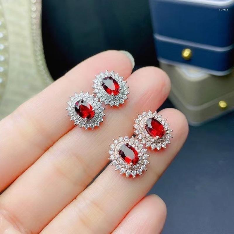 

Stud Earrings Jewelry Natural Pyrope Garnet For Daily Wear 5mm 7mm Silver 925