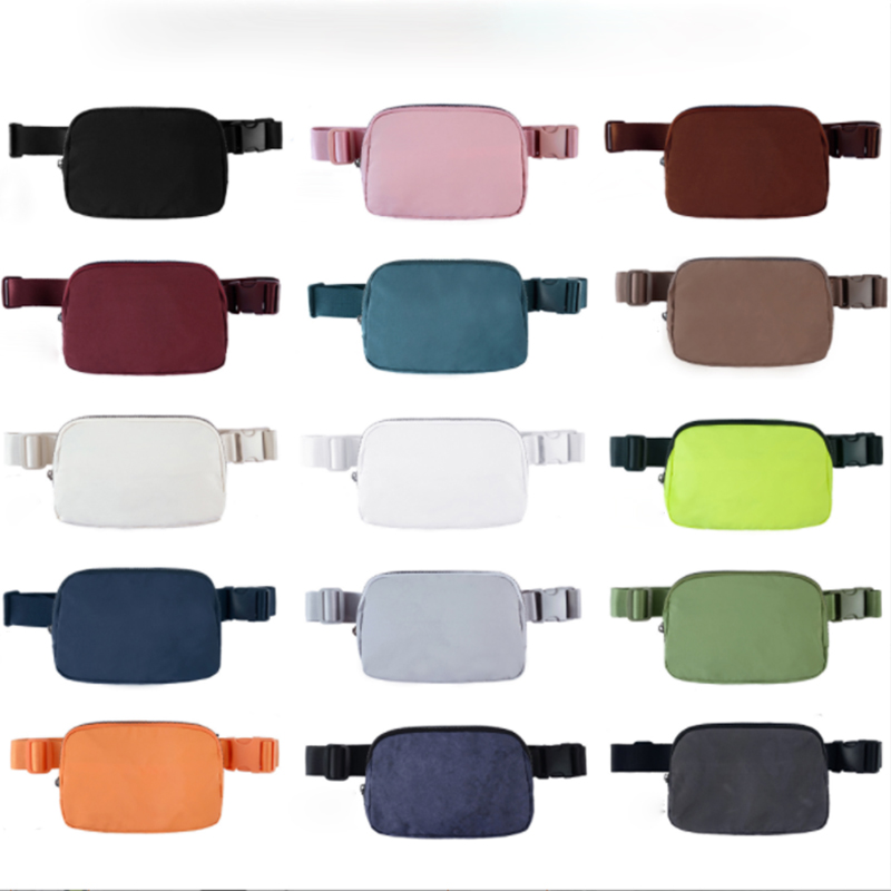 

5A Classic Luxury lulul belt Bag Waist Bags Designer bumbag Women's mens Nylon Fleece bum chest sports yoga Outdoor fitness hot bag Shoulder handbag Crossbody Wallet, Pink