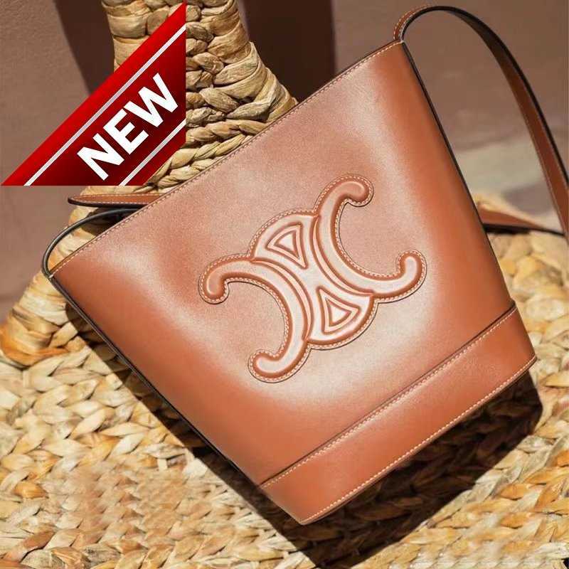 

Women's Designer Bags Same 2023 New Triumphal Arch Bucket Leather Large Capacity Single Shoulder Messenger Women's Factory Direct Sales, Black5