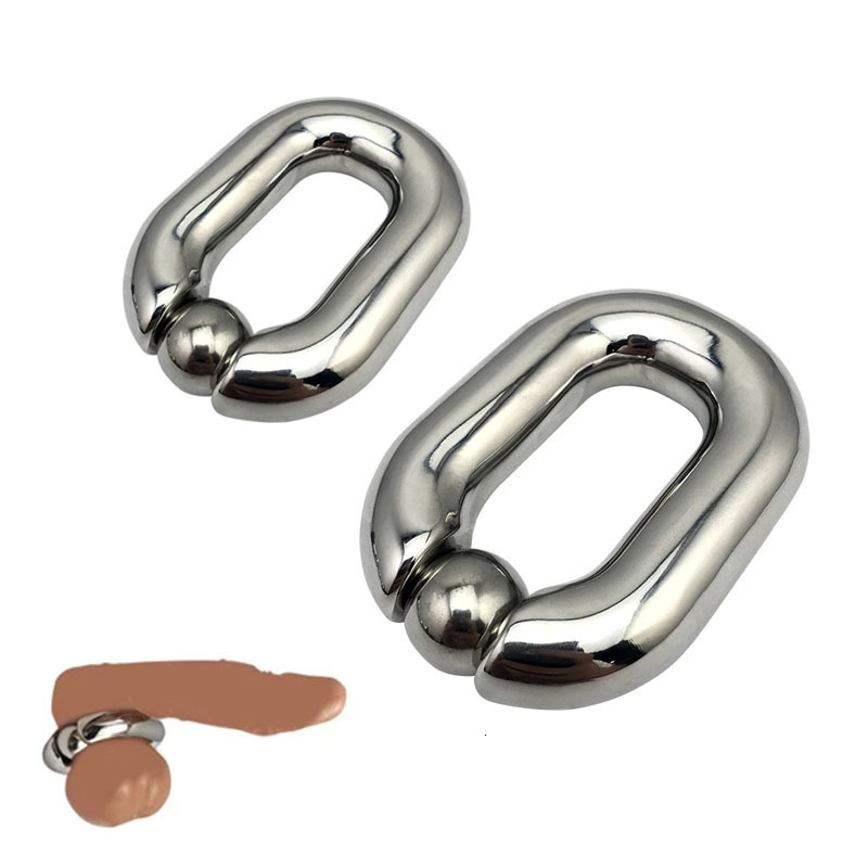 

Cockrings Male Heavy Duty BDSM Stainless steel Ball Scrotum Stretcher metal penis bondage Cock Ring Delay ejaculation male Sex Toy men 221207