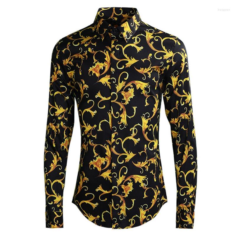 

Men's Dress Shirts A463 Fashion Men's 2022 Runway Luxury European Design Party Style Clothing, Picture shown
