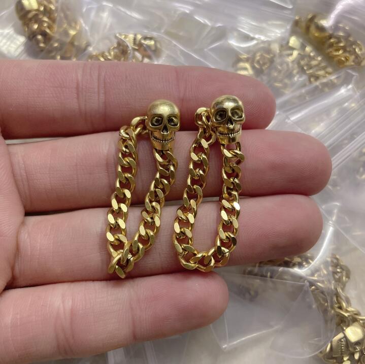 

Hoop Earrings Fashion Brand Features Rock Skull Earring Gold Punk Men And Women Luxury Two-color Thick Chain Party Banquet Jewelry ME3 --09