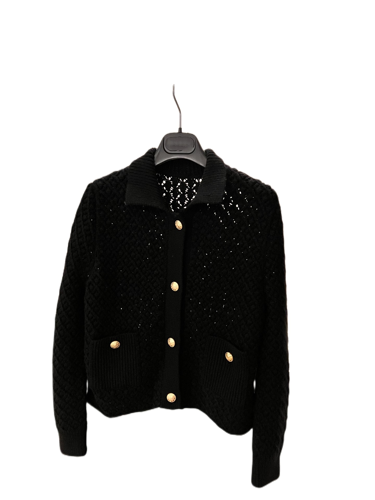 

Autumn and winter temperament new fashion atmosphere knitted cardigan, Black