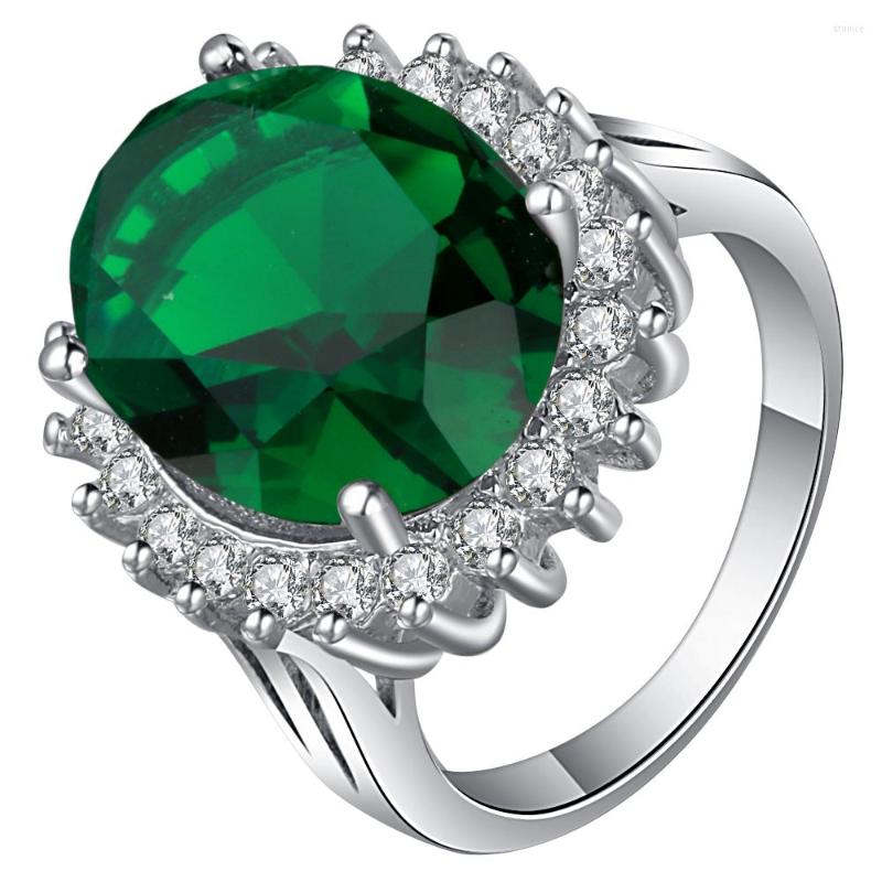 

Wedding Rings Large CZ Cubic Zirconia Oval Bands Ring Jewelry White Gold Filled Luxury Women Flower Engagement Drop