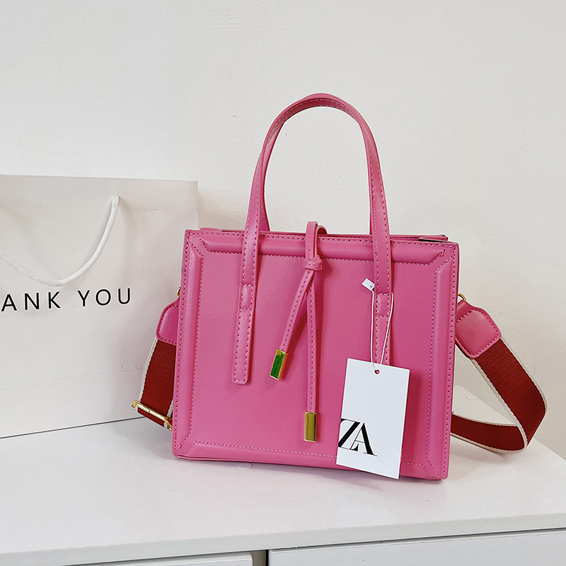 

2023european and american new za highquality womens bag tote bag candy color highquality texture large portable messenger bag, Black