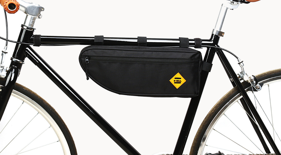 

Bicycle triangle bag large capacity beam waterproof upper pipe saddle bag mountain road bike riding, Black