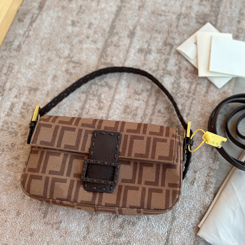 

23ss Fuzzy Women Designer Satchel Fluffy Shoulder Bags F Letters Baguette New Wool Hobo Designers Handbags Crossbody Purse Hobos 12074, Brown