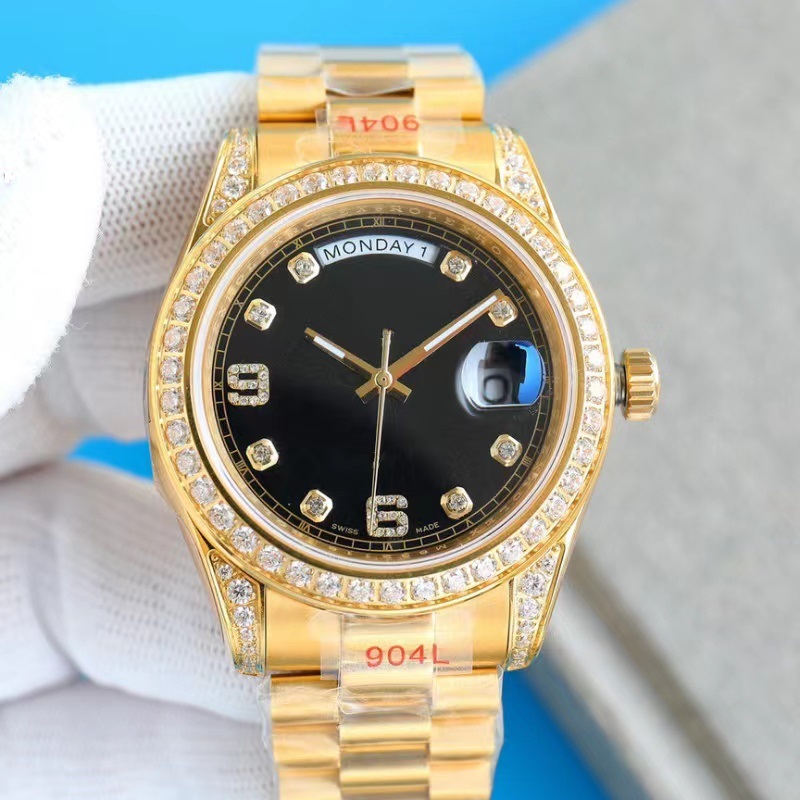 HighQuality Factory Fashion watch Men Watch Automatic Movement Watches diamond Stainless Steel Wristwatches designer President 007 Waterproof 283-image-792688369