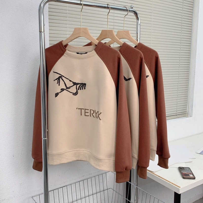 

Autumn winter designer sweater mens printed pullover coat oversize long-sleeved T-shirt ladies arc plus fleece sweatshirt, Khaki-usa size