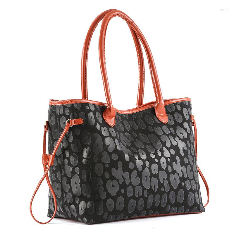 

Evening Bags Women Retro Black Bright Leopard Print Travel Bag PU Handle Shoulder Strap Luggage Hand-held, 01
