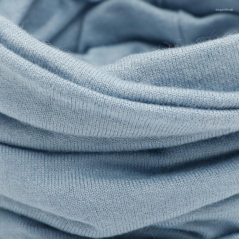 

Scarves Winter Warm Knitted Ring Solid Scarf Bandana Men Women Elastic Neck Collar