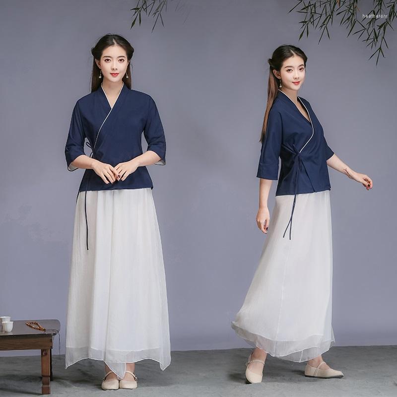 

Ethnic Clothing Vintage Outfits For Women Wide Leg Pants Suits Elegant Woman And Top Tai Chi Uniform Two Peice Set 10051