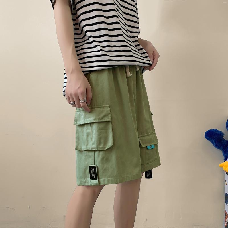 

Men' Shorts Men Army Green Cargo Summer Military Tactical Homme Casual Solid Multi-Pocket Male Punk Plus Size Ulzzang, Black
