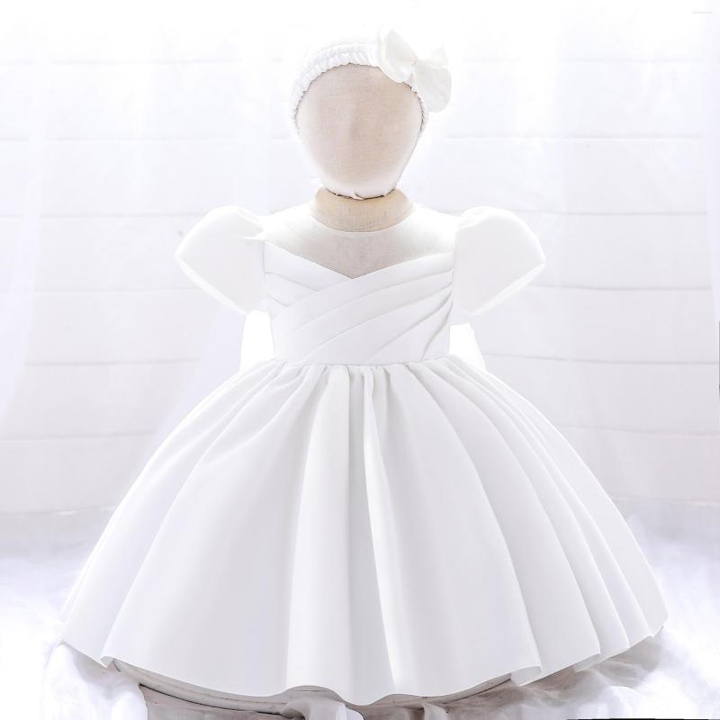 

Girl Dresses Infants Baby Girls Bow Birthday Party Dress Kids Wedding Prom Lace Gowns Born Baptism Princess, White