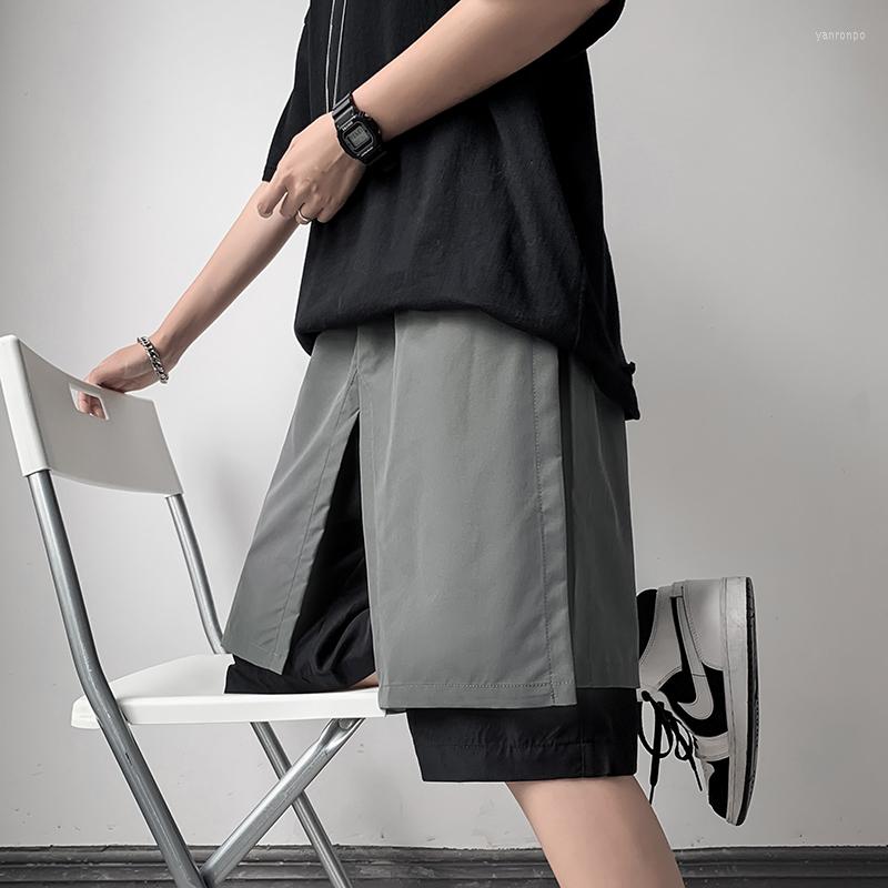 

Men' Shorts Summer Fashion 2-piece Design Men Harajuku Streetwear Joggers Hip Hop Punk Beach Cargo Loose Comfortable, Black