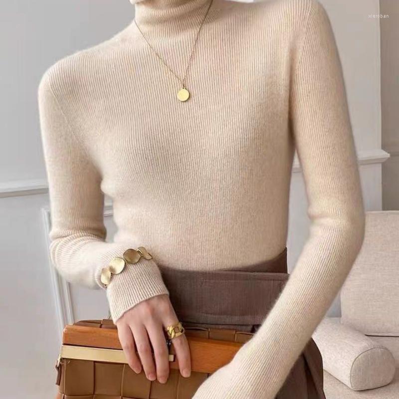 

Women's Sweaters Autumn And Winter Pullover Western-style High Neck Sweater Women Short Long Sleeved Solid Pile Up Knit Female, Black