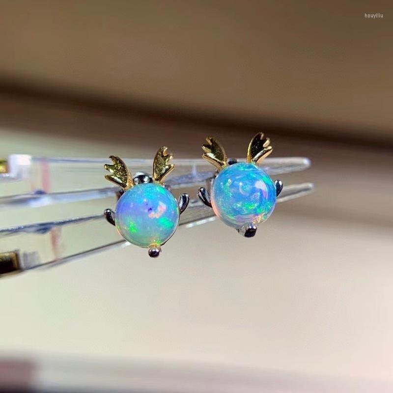 

Stud Earrings Jewelry Natural Opal For Daily Wear 5 5mm Classic 925 Silver Gift Woman