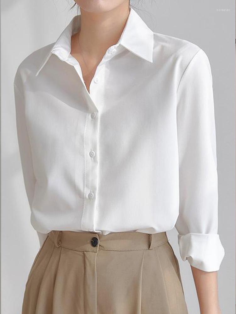 

Women' Blouses Summer Spring Basic White Shirt Women' Long Sleeve Designed Office Lady Loose Work Wear Top Blusas Mujer De Moda 2022