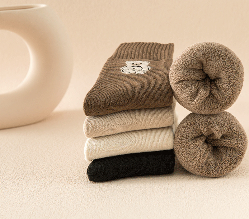 

Socks women's warm in autumn and winter thickened plush versatile terry, Black
