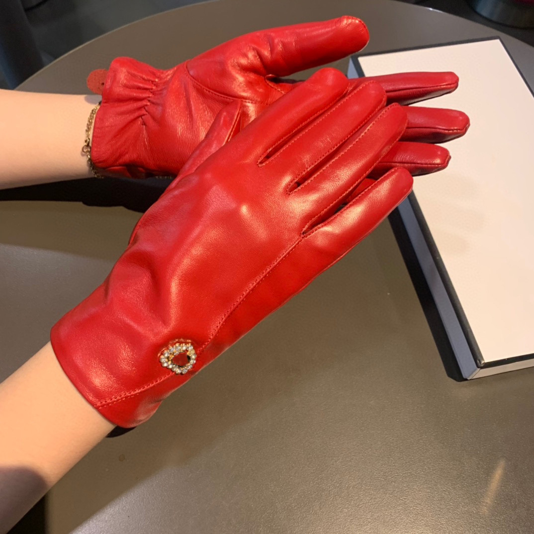 

designer gloves leather glove ladies sheepskin rabbit fur winter mitten for women official replica Counter quality European size T0P quality 028