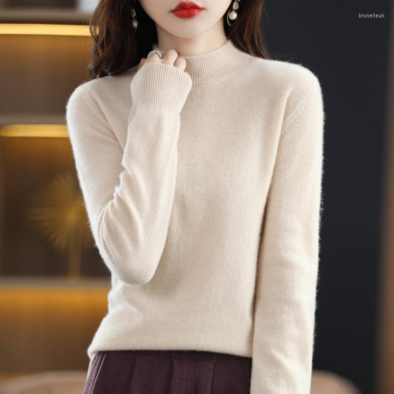 

Women's Sweaters Women Pullover Sweater Half Turtleneck Long Sleeve Knitted Jumper Autumn Winter Elastic Solid Basic Ladies Blouse, Black
