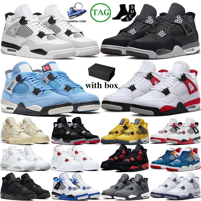 

With Box Jumpman 4 jordens 4 Basketball Shoes Men Women Sail Off White j4 University Blue IV Military Black Cat Midnight Navy Oreo Red Cement Sneakers Trainers Retro, 36-47 (3)
