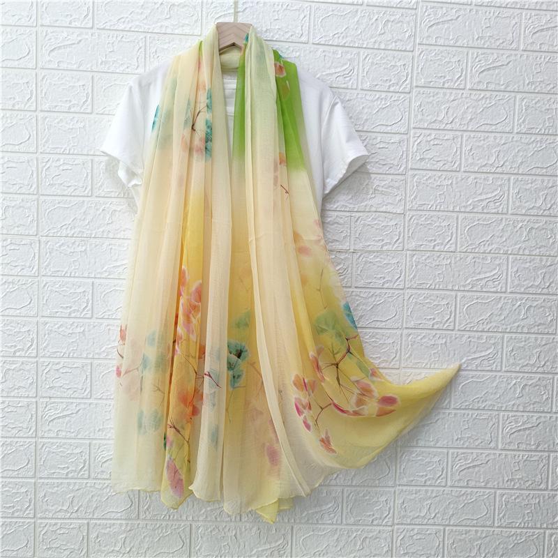 

Scarves Women Autumn Arrival Flower Print Shawl Chiffon Soft Pashmina Elegant Long All-match Travel Wrap Bufanda Mujer