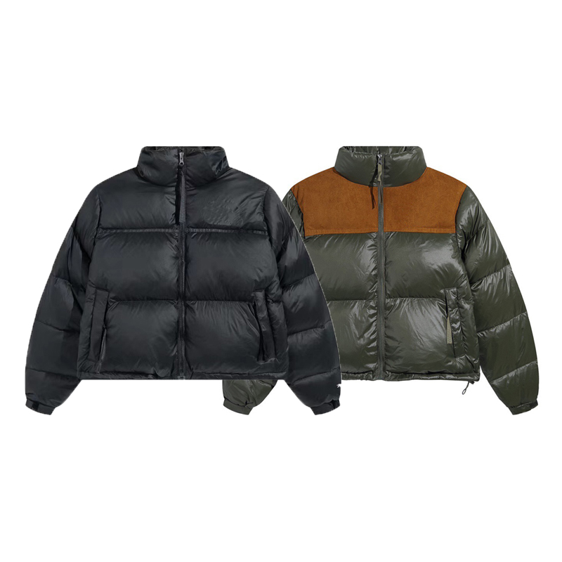 

22FW Winter Zipper Coat Men Women Europe Outdoor Patchwork Windbreaker Fashion Short Warm Women Puff Thick Down Jacket, Red