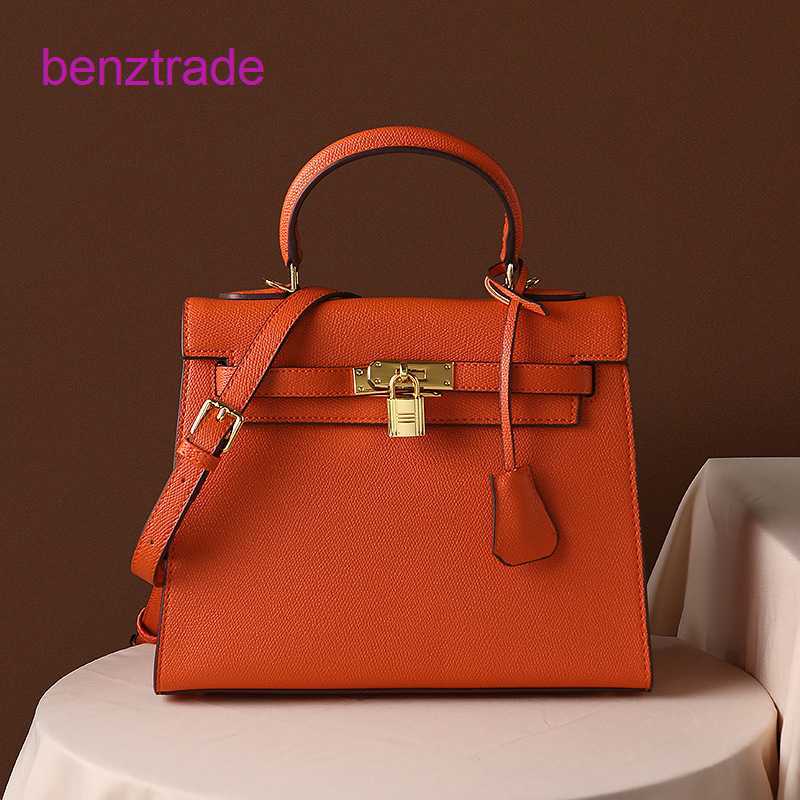 

Herme Kely bags for women online shop Leather Women's Bag 2022 New Fashion One Shoulder Oblique Straddle Handbag Bridal Wedding, Palmprint/charm orange (28cm)