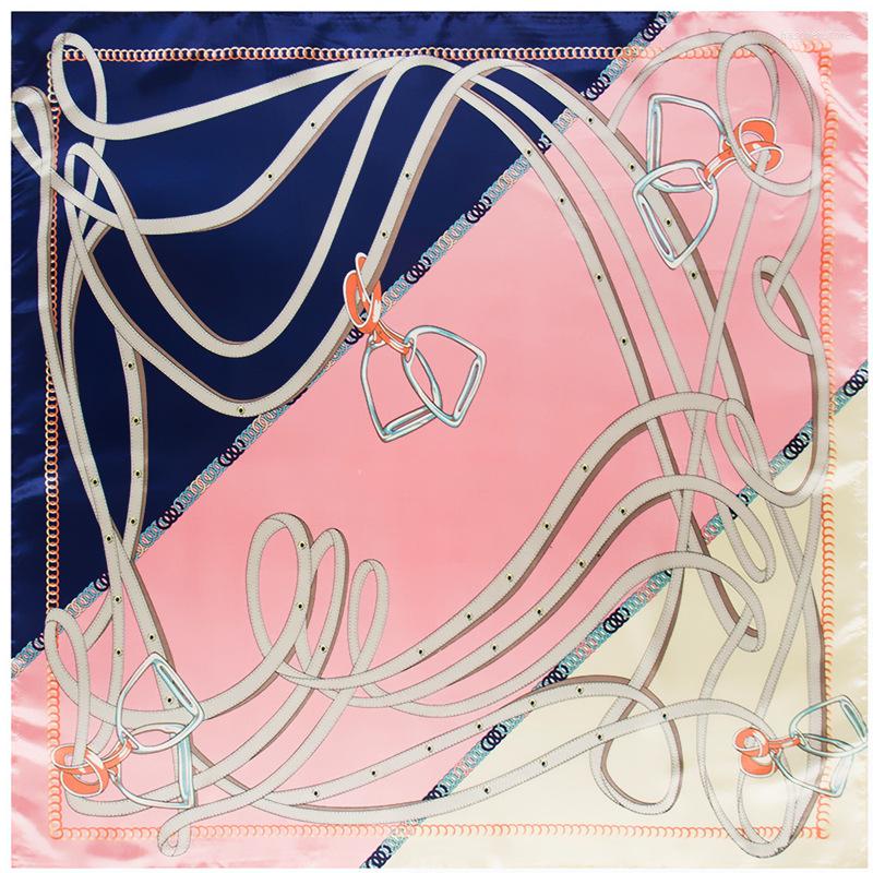 

Scarves 90cm Women's Scarf Silk Chain Belt Handkerchief Big Square Shawl Hijab Headscarf For Women