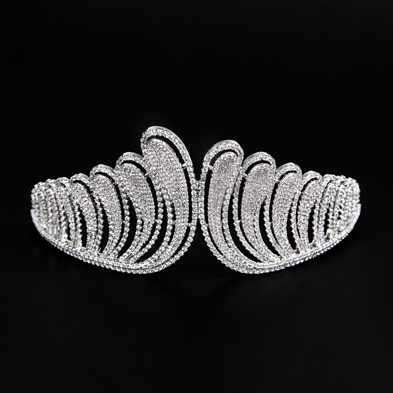

Luxury Feather Crown for Women Wedding Headpiece Bridal Tiaras Hair Accessories Engagement Prom Jewelry Birthday Gift