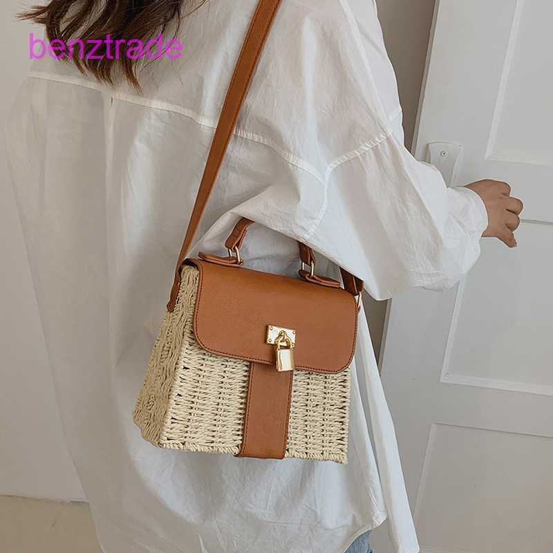 

Herme Kely bags for women online shop Summer woven holiday beach 2022 new fashion large capacity net red box trend color contrast messenger KINV, White4