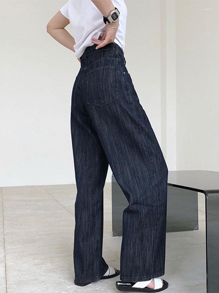 

Women' Jeans Korean Style High Waist Basic Women Jean Trousers 2022 Autumn Winter Loose Wide Leg Female Denim Pants Office Lady Cozy, Blue
