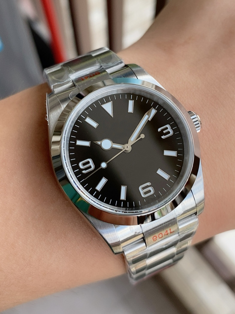 

U1 classic men's watch Explorer type black dial 36mm scratch resistant blue crystal montre de luxe automatic machine, Customize