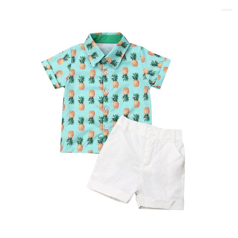 

Clothing Sets Kids Baby Boy Formal Suit Set Print Pineapple Short Sleeve Shirt Shorts Pants Summer Outfits Clothes, Picture shown