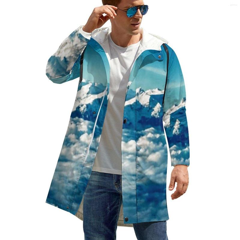 

Men' Trench Coats Himalayas Mountain Autumn Casual Jackets Blue Sky Print Retro Zip Up Mens Custom Outerwear Windbreak Birthday Gift, Style-12