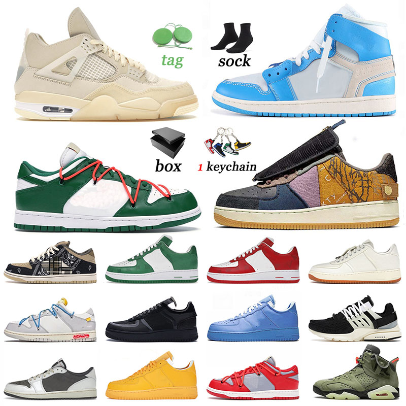 

Basketball Shoes For Mens Womens Off White 1 4 5 6 Designer University Blue Mca Leather Mesh Black White OW Virgil Ablohs trainers Big Size 13 With Box, # 36-47 denim