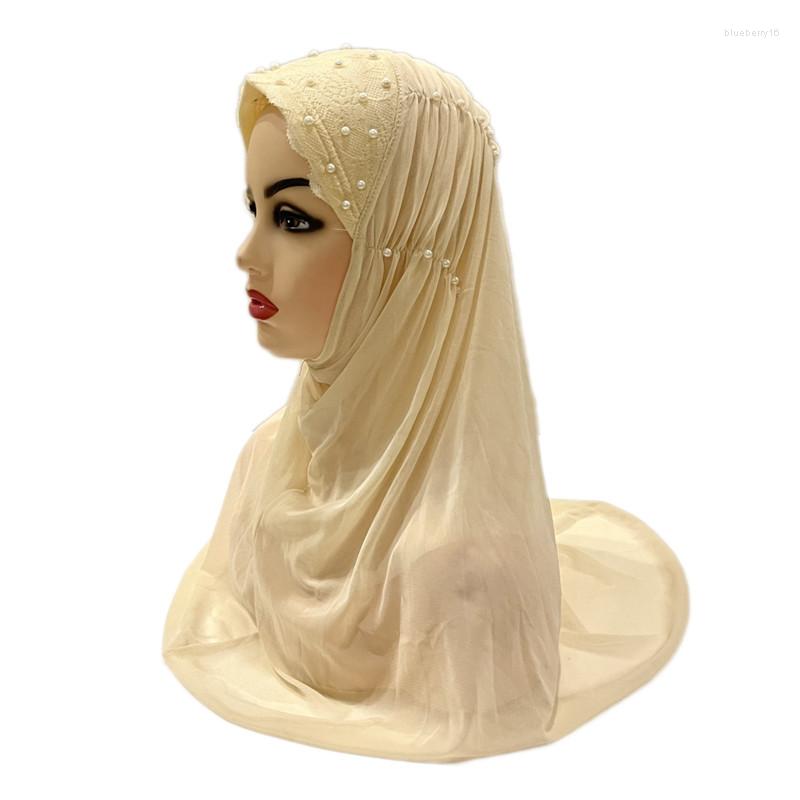

Ethnic Clothing Amira Hijab Women Beads Lace Ramadan Prayer Muslim Head Cover Wrap Scarf Islamic One Piece Instant Headscarf Shawl Arab