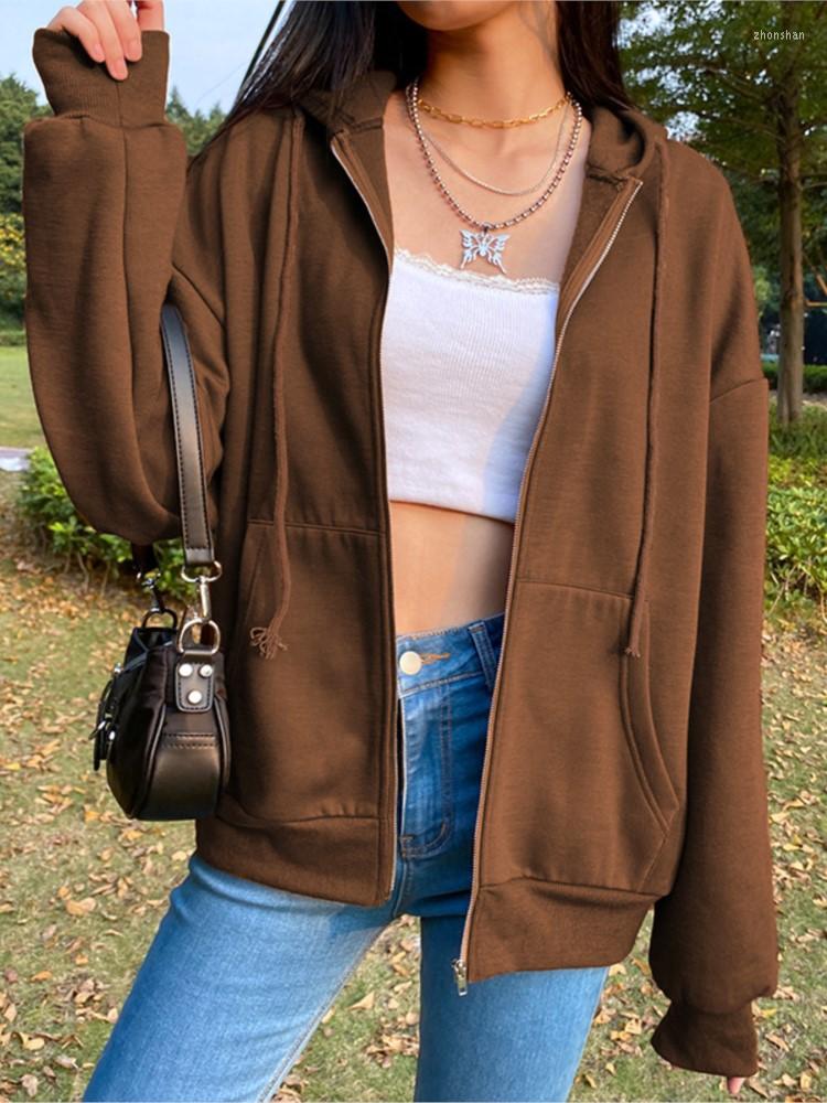 

Women's Hoodies BiggOrange Brown Zip Sweatshirt Winter Jacket Clothes Oversized Hoodie XL Retro Pocket Long Sleeve Pullover Y2k E-girl, Gray