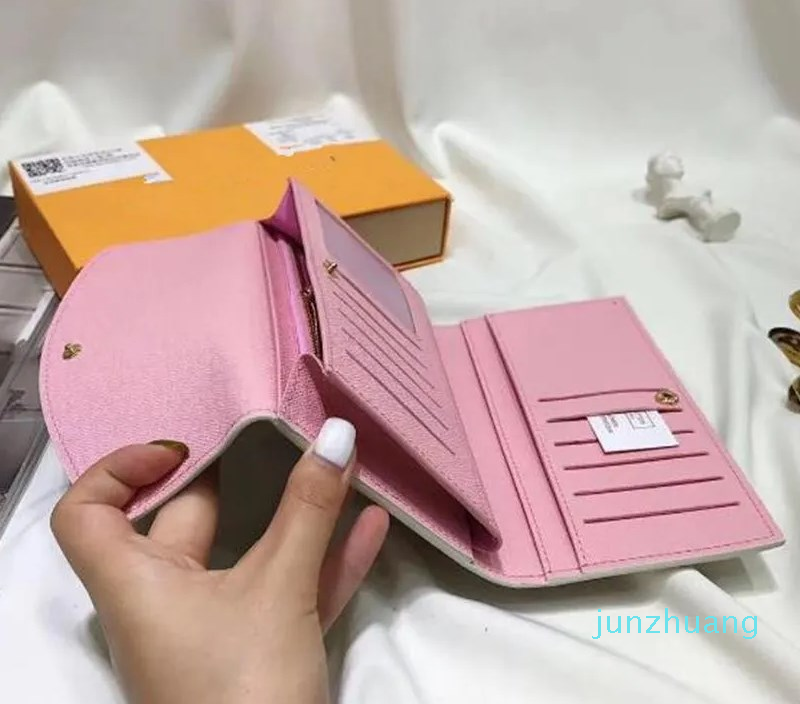 

Designer - leather multicolor coin purse long wallet Card holder classic zipper pocket, Brown flower with red inside