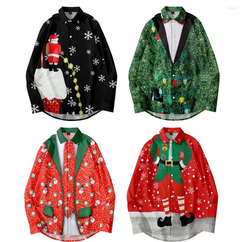 

Men's Casual Shirts Christmas Button Up Shirt For Men Fun Printed Long Sleeve Hawaiian Santa, Hl10219a01 asiansize