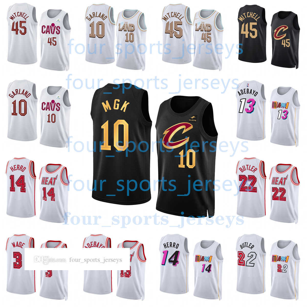 

Stitched 2023 New Basketball Jerseys Jimmy Butler Darius Garland Donovan Mitchell Bam Adebayo Tyler Herro Dwyane Wade Size S--XXL