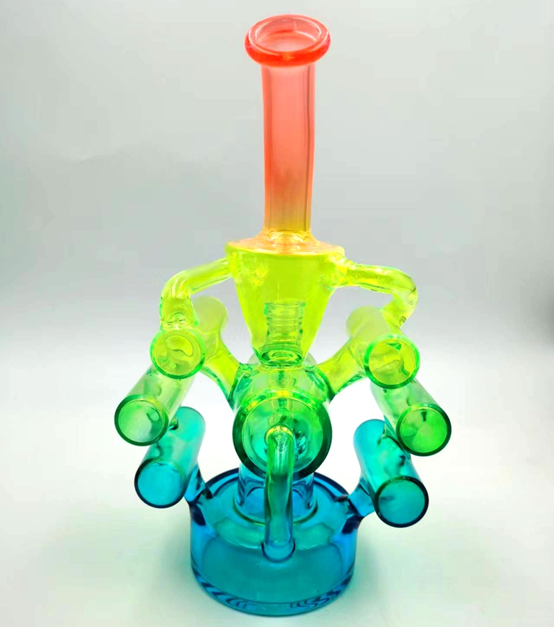 

Neon Rainbow Water Recycler Glass Bong Radiant Oil Dab Rigs Percolator Heady Bubbler Pipe