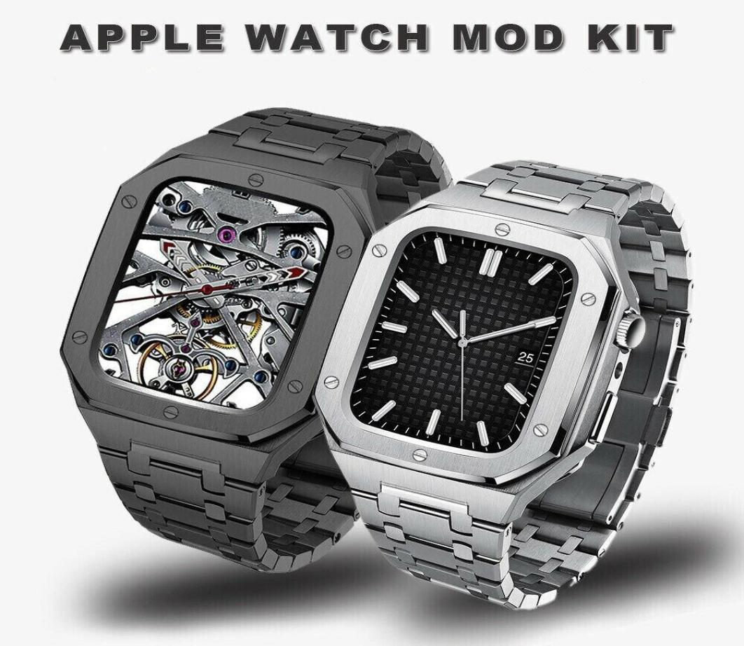 

for Apple Watch Cases Luxury Premium Stainless Steel AP Modification Kit Protective Case Band Strap Cover iwatch 44mm 45mm8879730, 4 kinds color