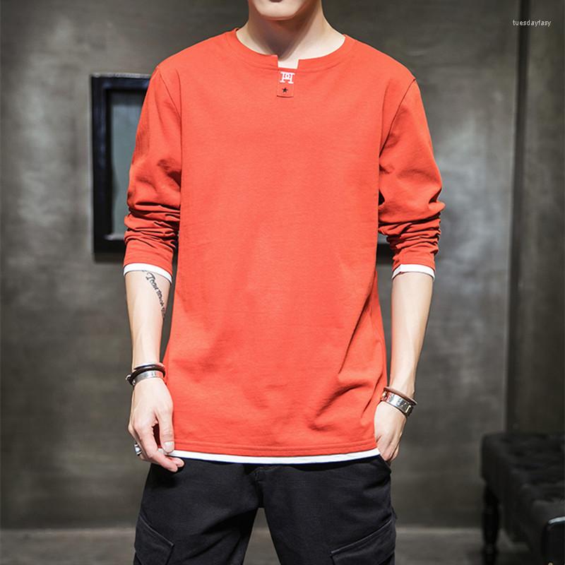 

Men's T Shirts Autumn Long Sleeve T-shirt Trend Loose Crew Neck Ins Bottoming Shirt Wear, Black