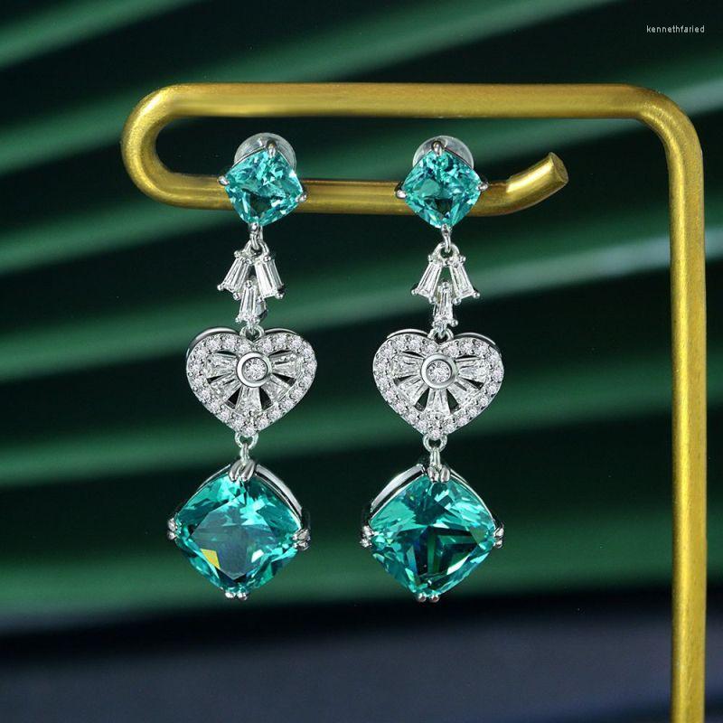 

Dangle Earrings Apaison 925 Sterling Silver Sparkling 10 10mm Square Green High Carbon Diamond Tassel Drop For Women Party Jewelry