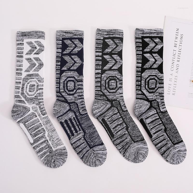 

Men's Socks Men's Long Tube Ski Autumn And Winter Thickened Thermal Non Slip Towel Bottom Hiking Pattern Sports, Black