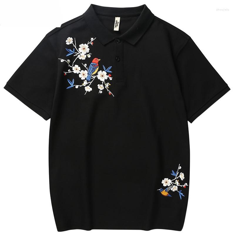 

Men's Polos Mens Polo Shirt Hip Hop Streetwear Floral Embroidery PoloShirt Summer 2022 Black Cotton Casual Short Sleeve, A82j83 grey