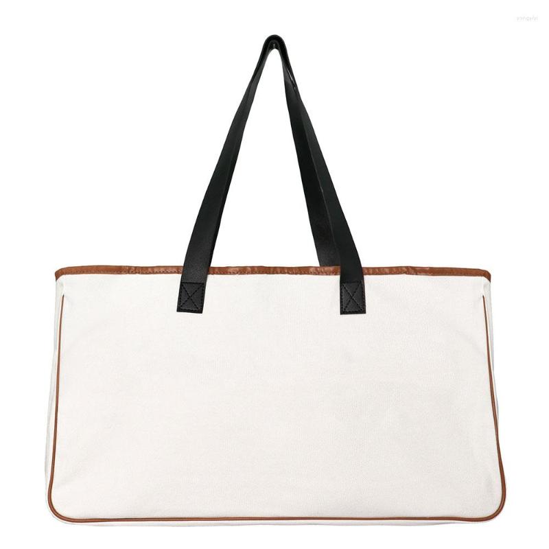 

Duffel Bags Beach Bag Cotton And Linen Canvas Large Capacity Tote Travel Leisure Vacation, Brown handle